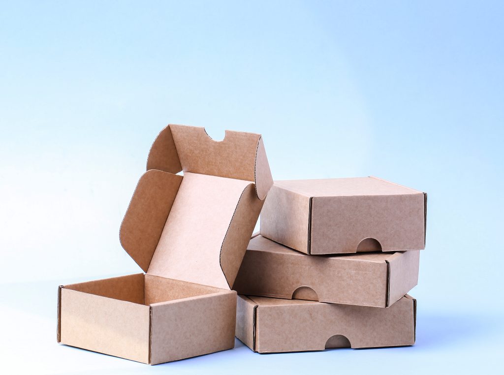 Carton boxes on a blue background